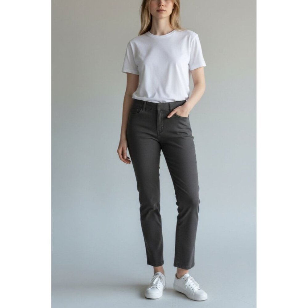 Old Navy Pixie Size 4 Gray Slim Ankle Pants With Faux Back Pockets & Belt Loops